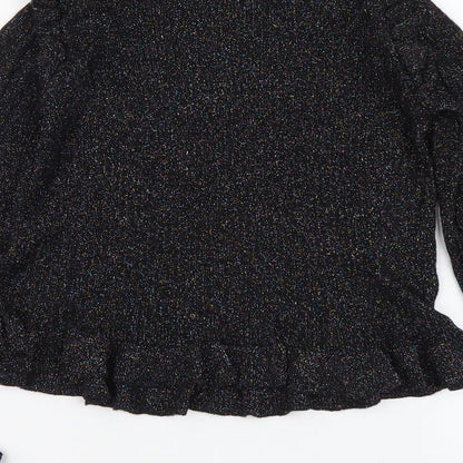 River Island Girls Black Crew Neck Viscose Pullover Jumper Size 9-10 Years Pullover
