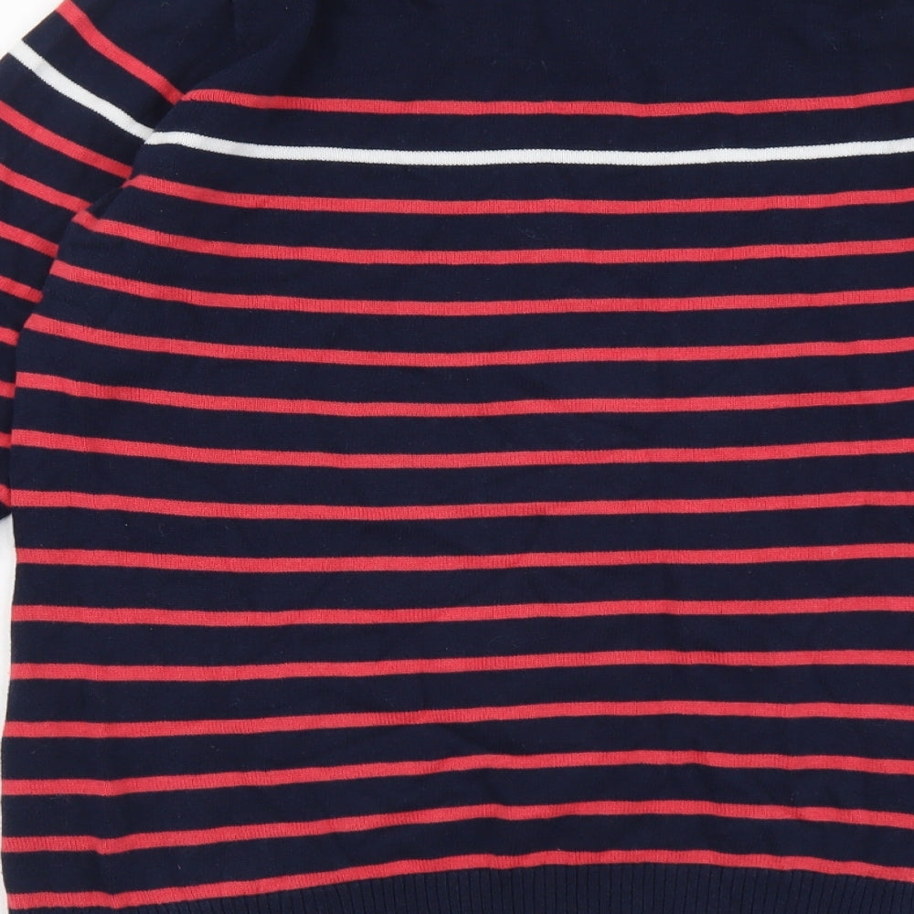 Catherine Malandrino Womens Blue Round Neck Striped Cotton Pullover Jumper Size M