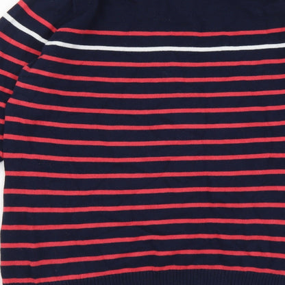 Catherine Malandrino Womens Blue Round Neck Striped Cotton Pullover Jumper Size M