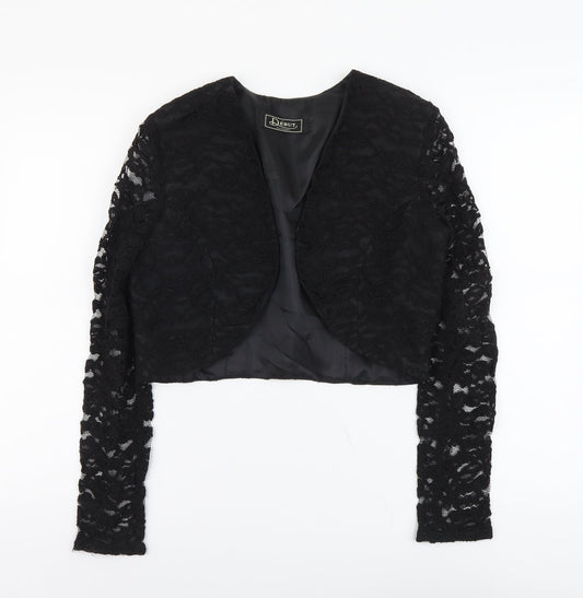 Debut Womens Black Geometric Jacket Blazer Size 12 Hook & Eye