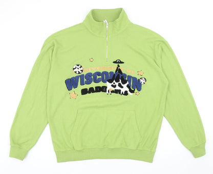 Loveheynew Womens Green Polyester Pullover Sweatshirt Size S Zip