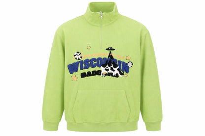 Loveheynew Womens Green Polyester Pullover Sweatshirt Size S Zip