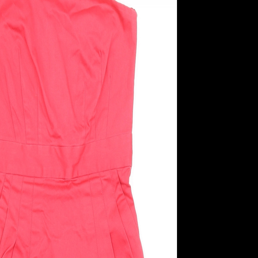 French Connection Womens Pink Cotton Bodycon Size 6 One Shoulder Zip