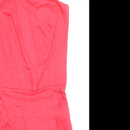 French Connection Womens Pink Cotton Bodycon Size 6 One Shoulder Zip