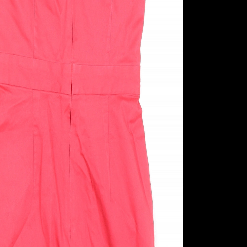 French Connection Womens Pink Cotton Bodycon Size 6 One Shoulder Zip