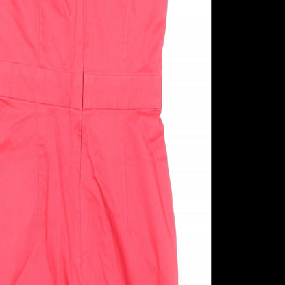 French Connection Womens Pink Cotton Bodycon Size 6 One Shoulder Zip