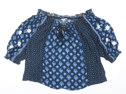 Womens UK Size S Monsoon Blue Cropped Blouse