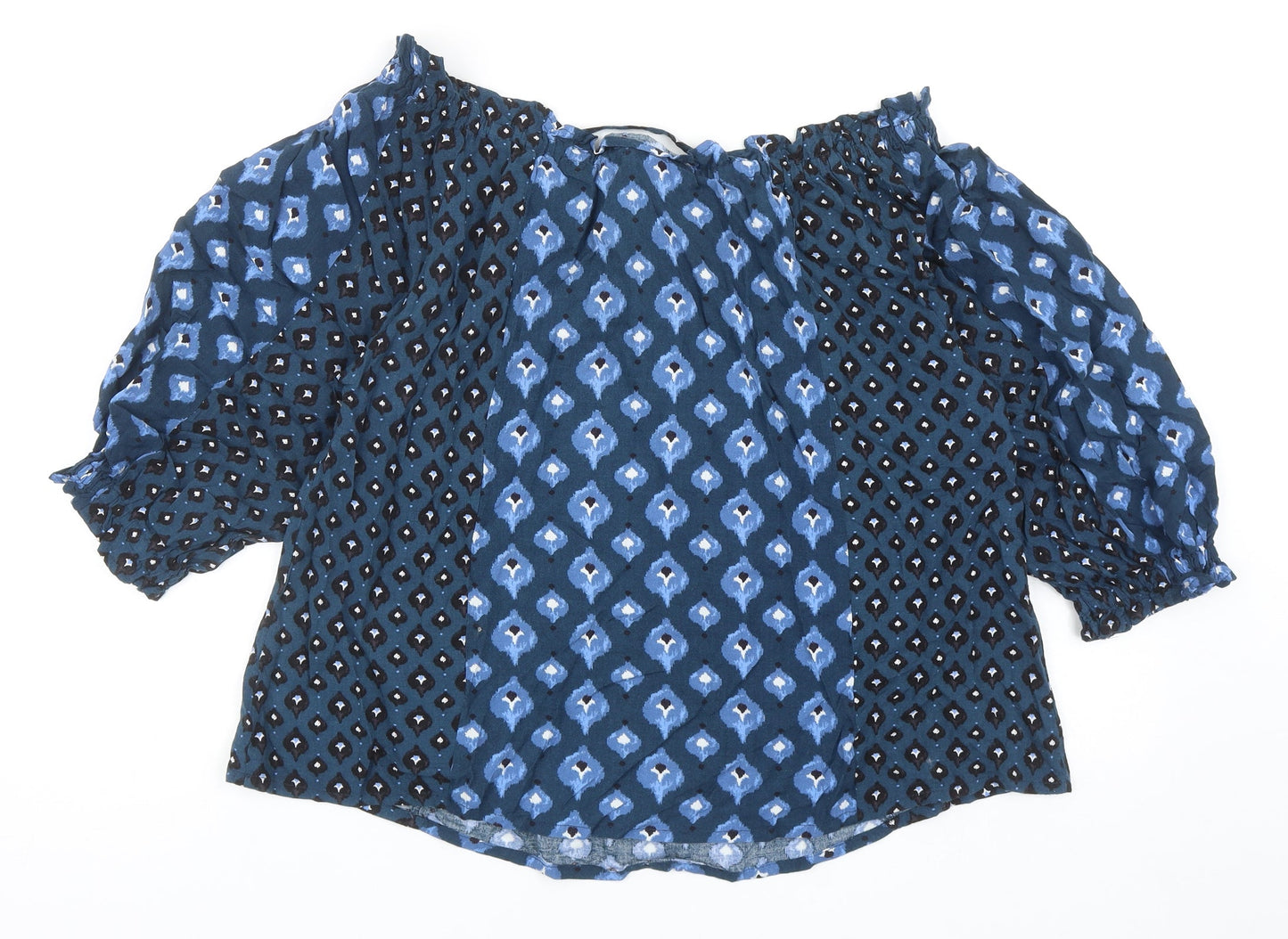 Womens UK Size S Monsoon Blue Cropped Blouse