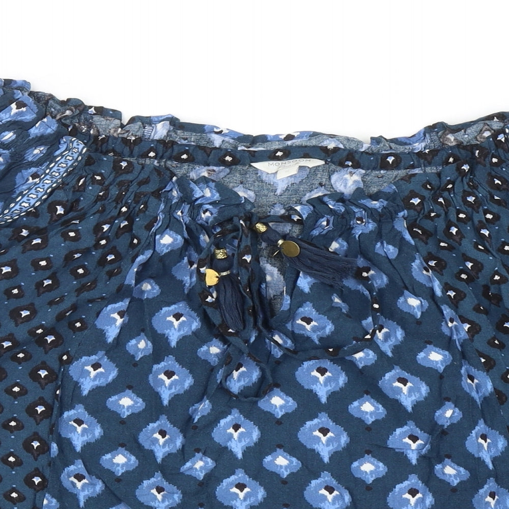 Womens UK Size S Monsoon Blue Cropped Blouse