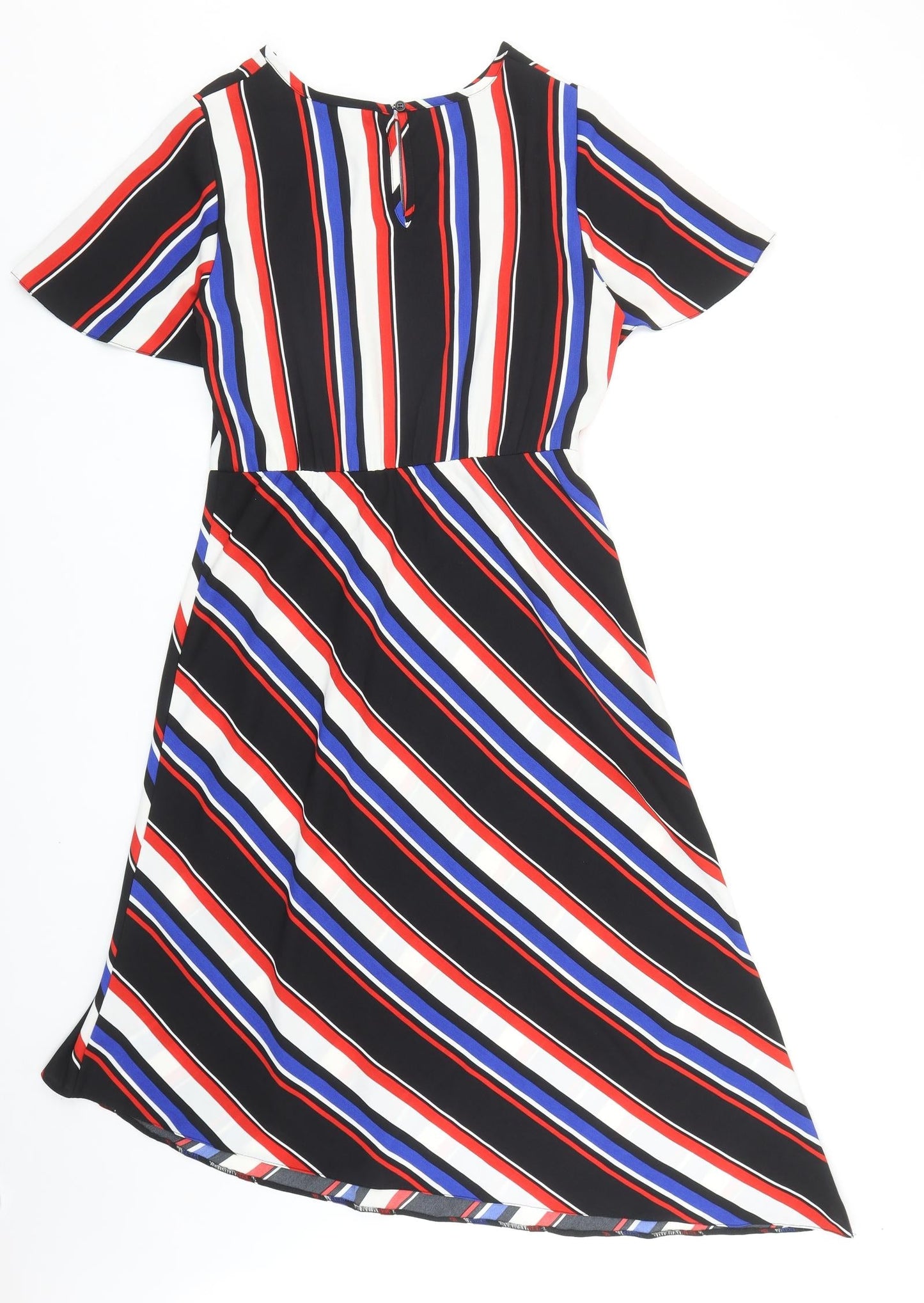 George Womens Multicoloured Striped Polyester Fit & Flare Size 10 Boat Neck Button