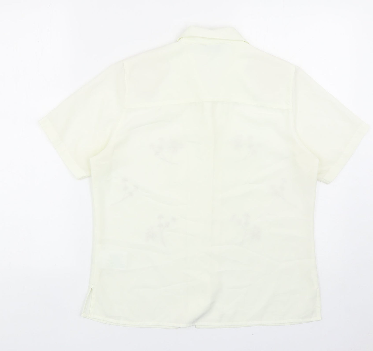 Jumper Womens Ivory Floral Polyester Basic Button-Up Size 10 Collared