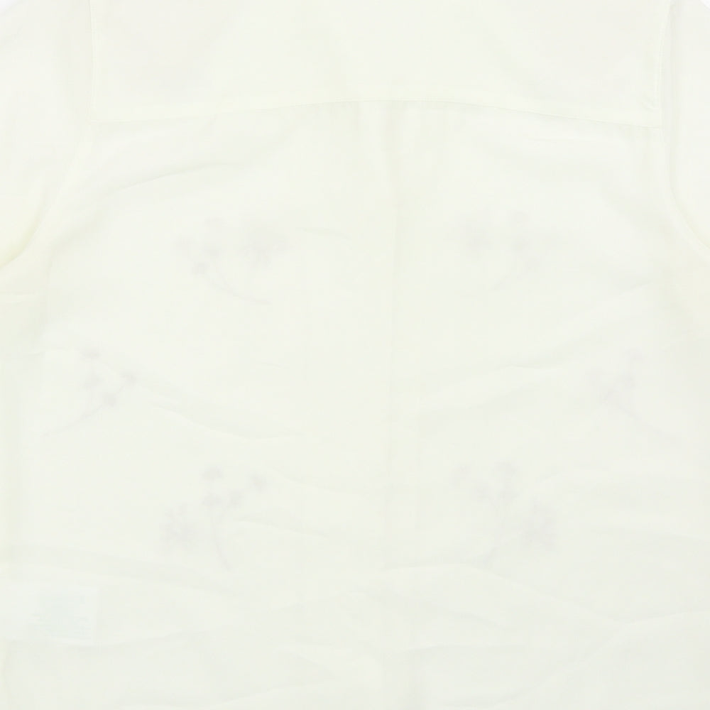 Jumper Womens Ivory Floral Polyester Basic Button-Up Size 10 Collared