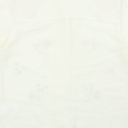 Jumper Womens Ivory Floral Polyester Basic Button-Up Size 10 Collared