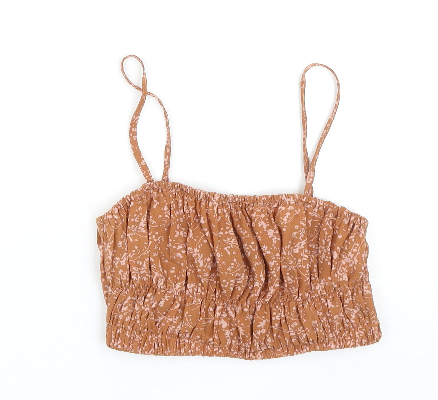 Womens UK Size 6 PRETTYLITTLETHING Brown Cropped Blouse