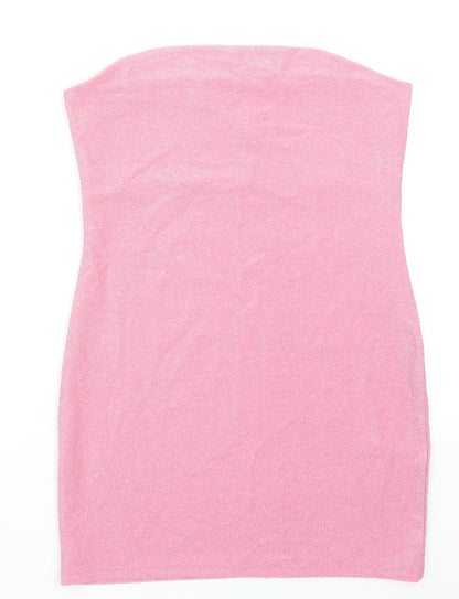 Divided by H&M Womens Pink Polyester Bodycon Size M Off the Shoulder Pullover
