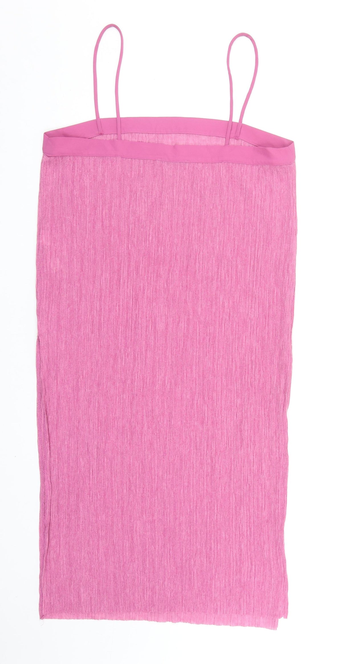 Zara Womens Pink Polyester Slip Dress Size M Square Neck Pullover