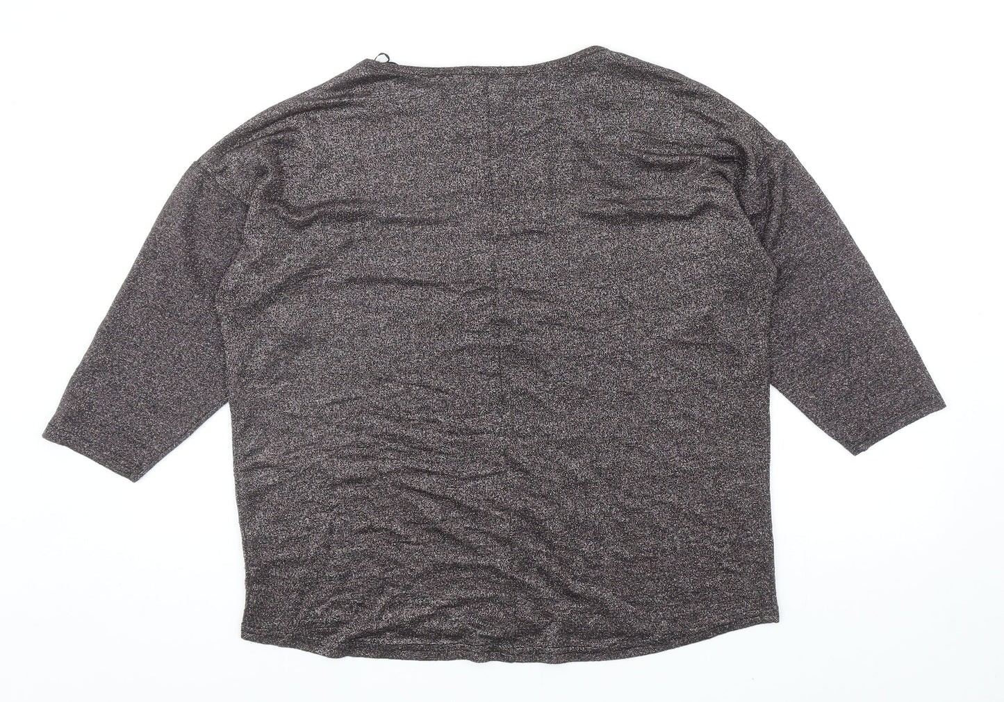 Papaya Womens Grey Viscose Basic T-Shirt Size M Boat Neck