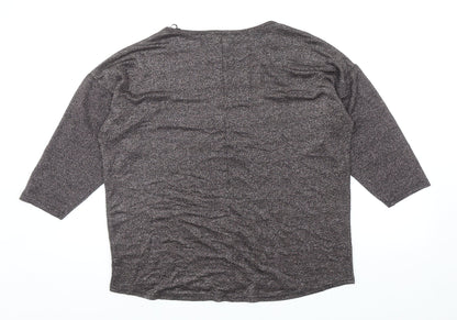 Papaya Womens Grey Viscose Basic T-Shirt Size M Boat Neck