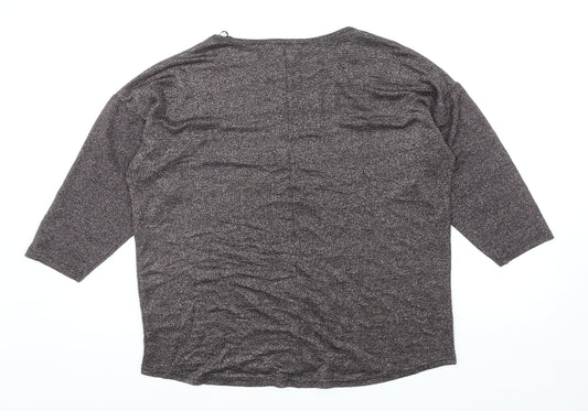 Papaya Womens Grey Viscose Basic T-Shirt Size M Boat Neck