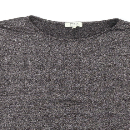 Papaya Womens Grey Viscose Basic T-Shirt Size M Boat Neck