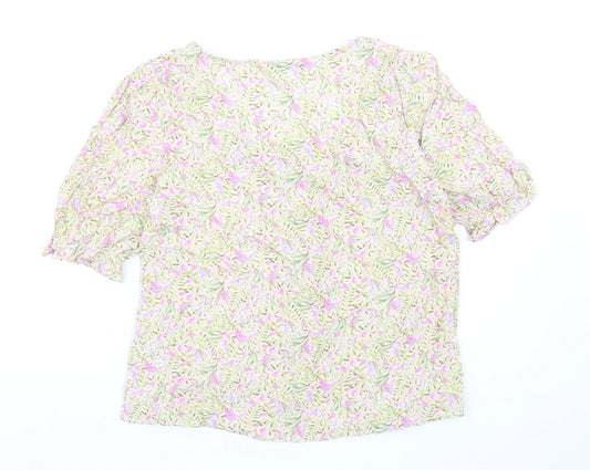 TU Womens Multicoloured Floral Viscose Basic Blouse Size 8 Square Neck