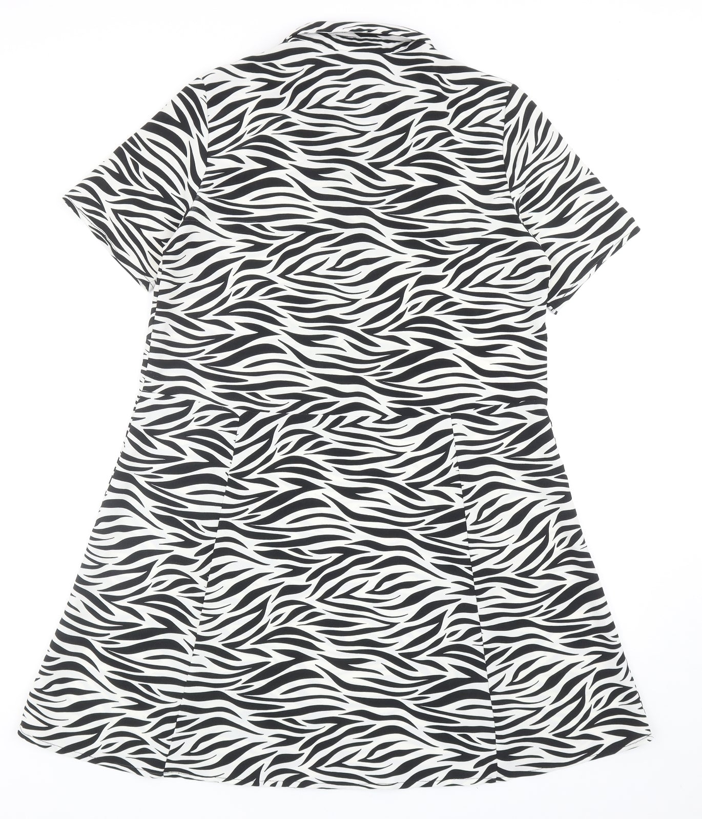 Monki Womens Black Animal Print Polyester Shirt Dress Size S Collared Button - Zebra Pattern