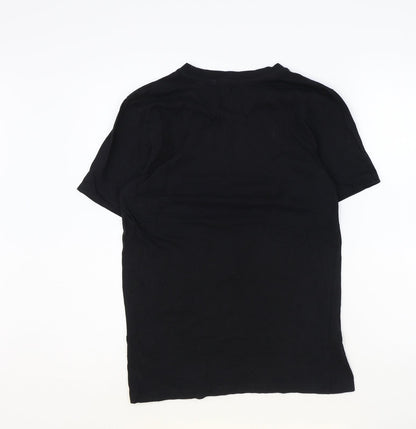 NEXT Mens Black Cotton T-Shirt Size XS Round Neck