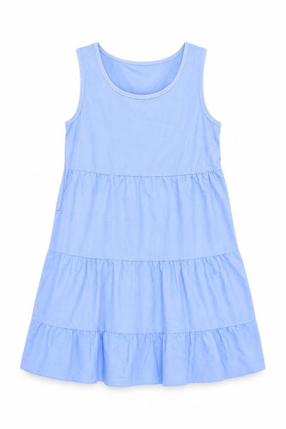 Preworn Womens Blue Polyester Tank Dress Size XL Scoop Neck Zip - Tiered