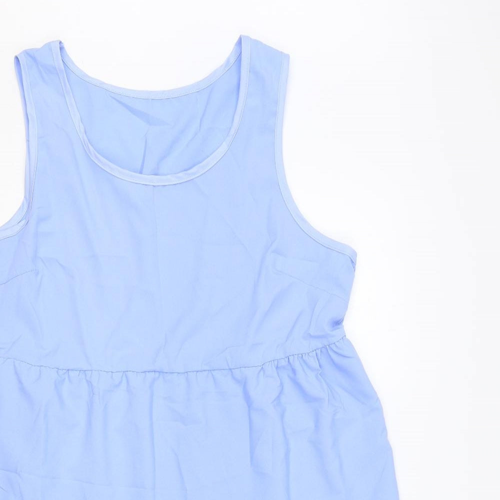 Preworn Womens Blue Polyester Tank Dress Size XL Scoop Neck Zip - Tiered