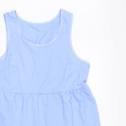 Preworn Womens Blue Polyester Tank Dress Size XL Scoop Neck Zip - Tiered