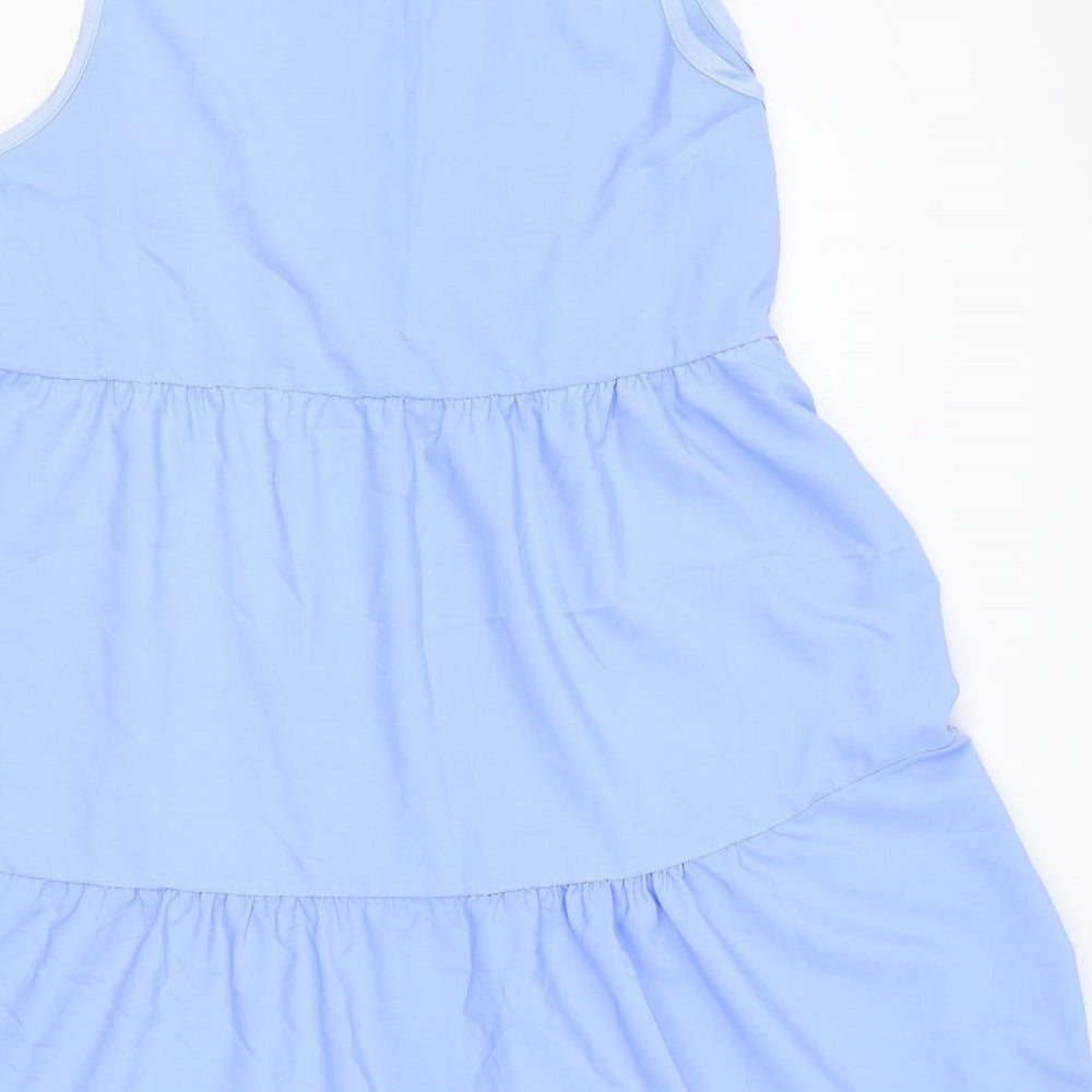 Preworn Womens Blue Polyester Tank Dress Size XL Scoop Neck Zip - Tiered