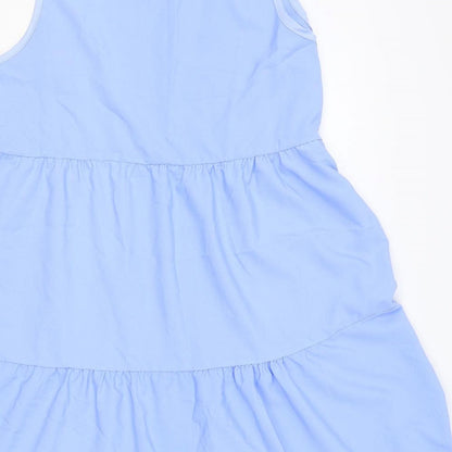 Preworn Womens Blue Polyester Tank Dress Size XL Scoop Neck Zip - Tiered