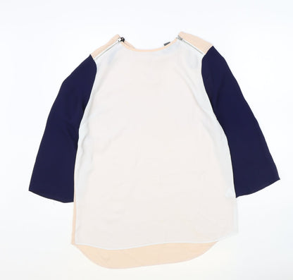 Primark Womens Multicoloured Check Polyester Basic Blouse Size 10 Boat Neck