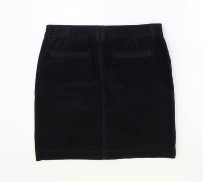 Marks and Spencer Womens Purple Cotton Straight & Pencil Skirt Size 10 Zip