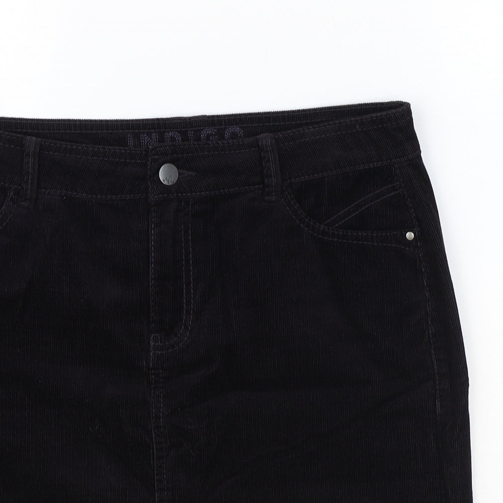 Marks and Spencer Womens Purple Cotton Straight & Pencil Skirt Size 10 Zip