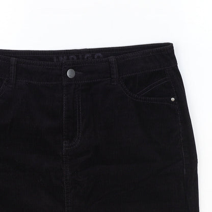 Marks and Spencer Womens Purple Cotton Straight & Pencil Skirt Size 10 Zip