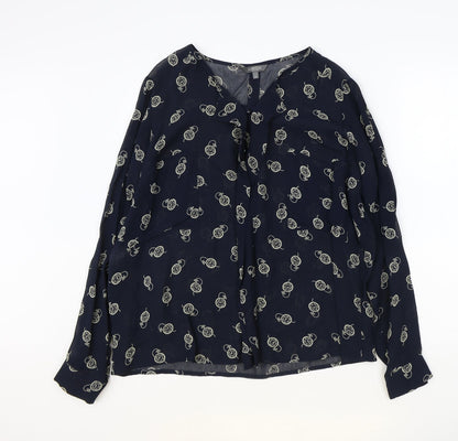 Womens UK Size 14 Marks and Spencer Blue Basic Blouse