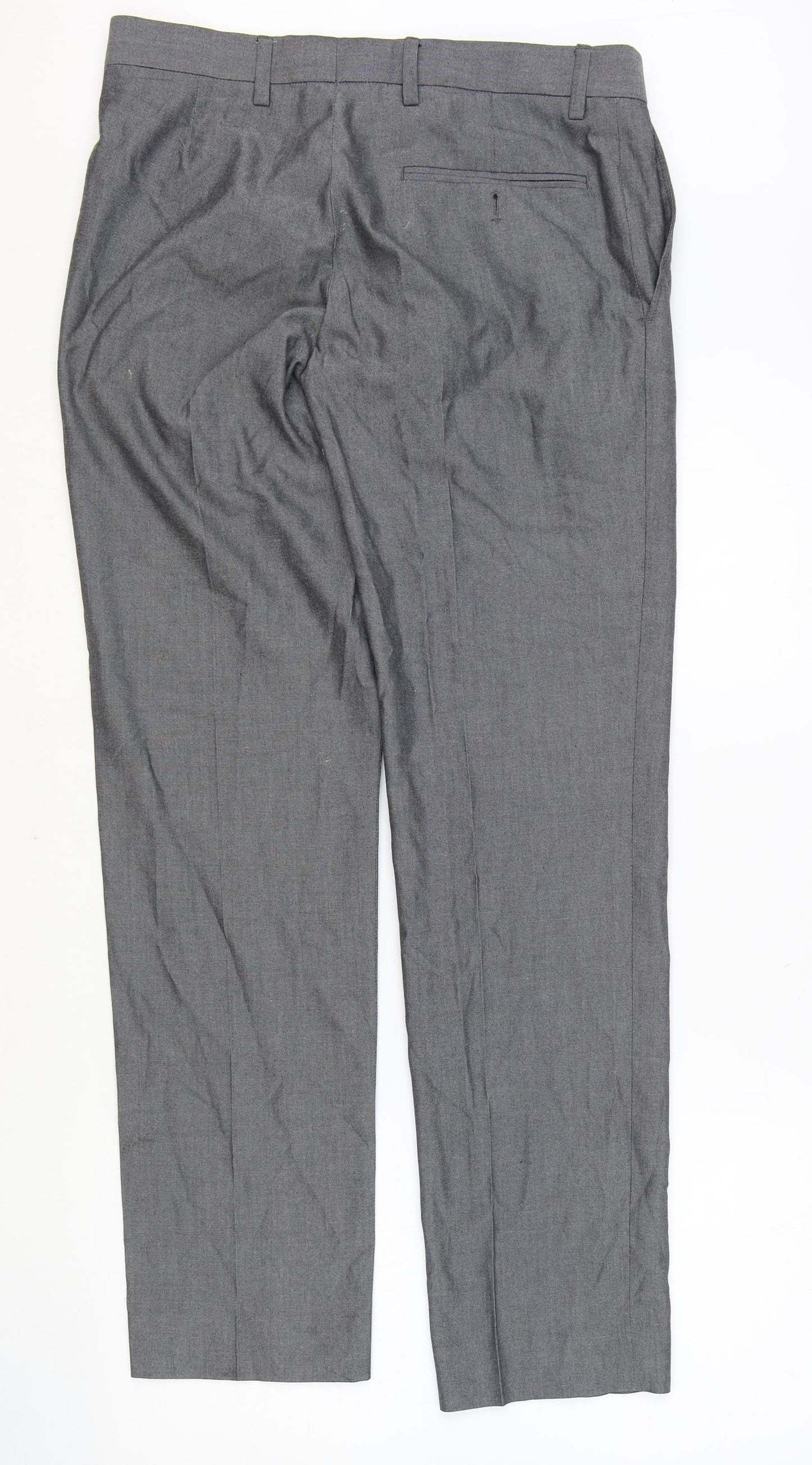 Preworn Mens Grey Polyester Trousers Size 30 in Regular Zip