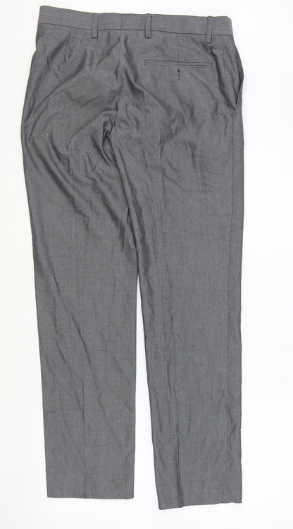 Preworn Mens Grey Polyester Trousers Size 30 in Regular Zip