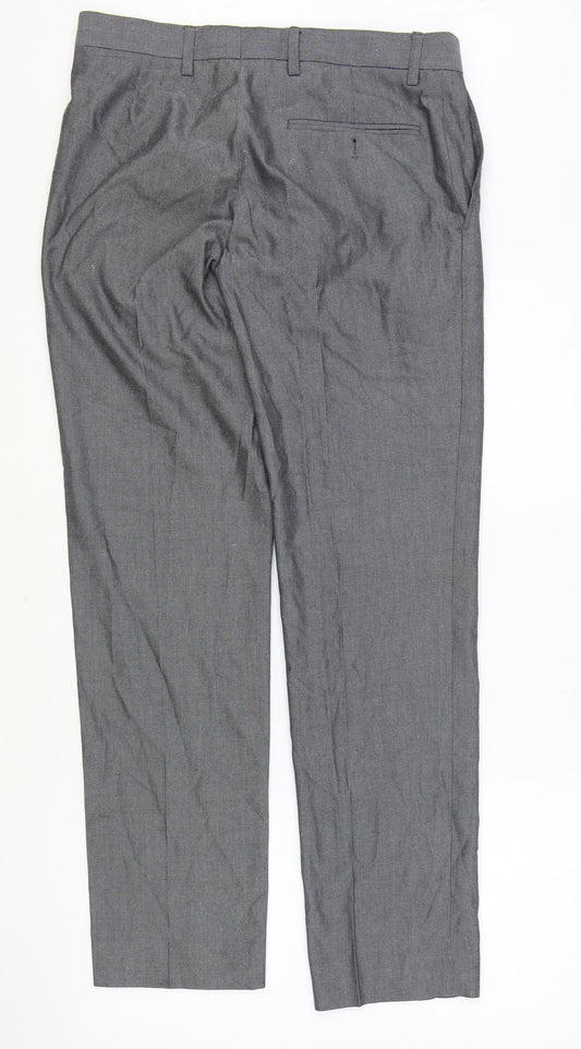 Preworn Mens Grey Polyester Trousers Size 30 in Regular Zip
