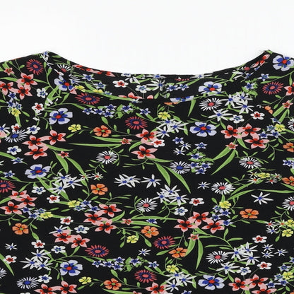 Matalan Womens Multicoloured Floral Polyester Basic Blouse Size 12 Boat Neck - Bell Sleeve