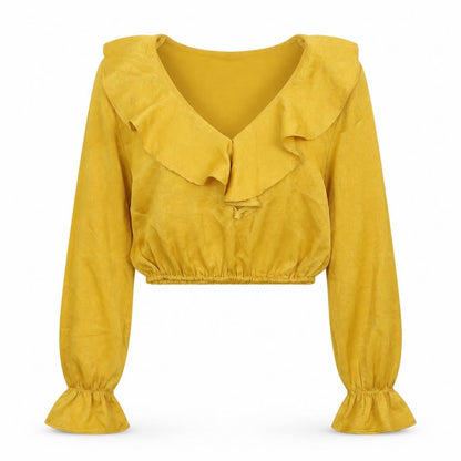 Womens UK Size 8 PRETTYLITTLETHING Yellow Cropped Blouse