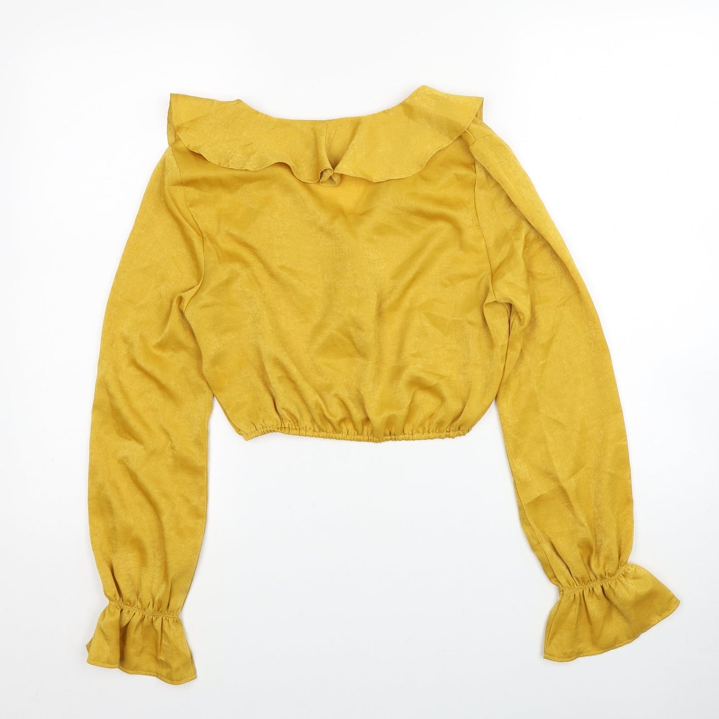 Womens UK Size 8 PRETTYLITTLETHING Yellow Cropped Blouse