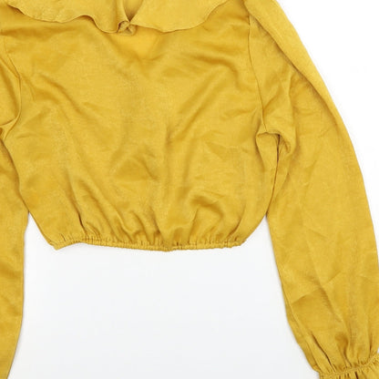 Womens UK Size 8 PRETTYLITTLETHING Yellow Cropped Blouse