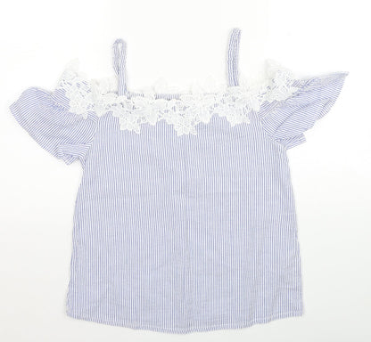 Womens UK Size 6 New Look Blue Basic Blouse