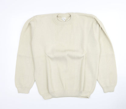 P.H.P Ren Womens Ivory Round Neck Acrylic Pullover Jumper Size L
