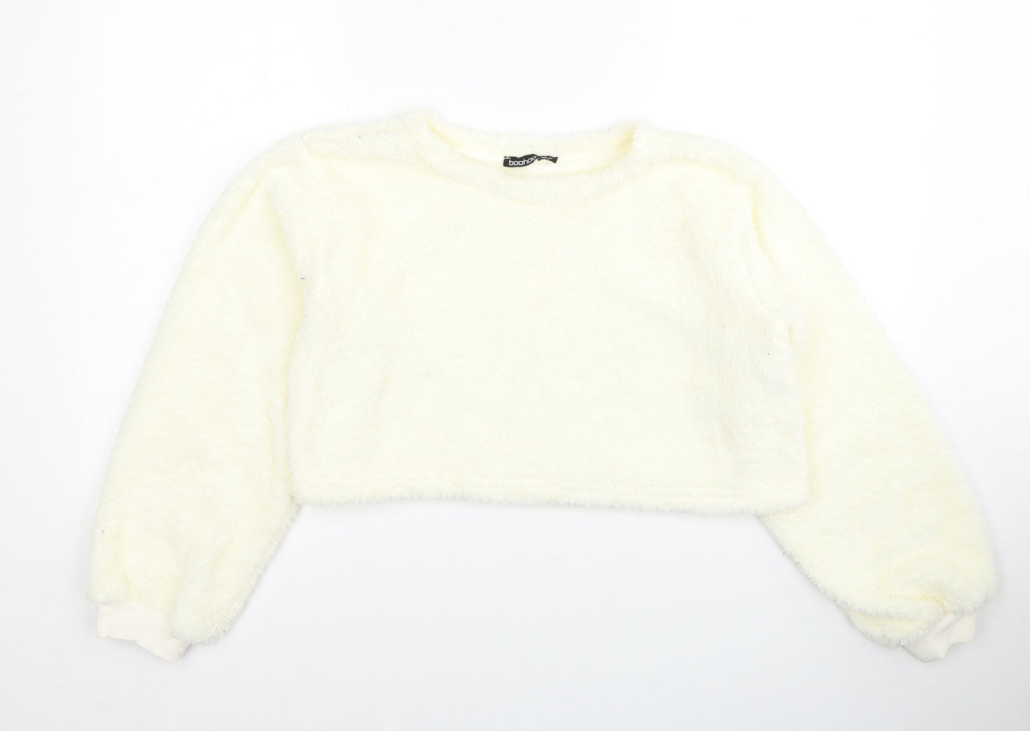 Boohoo Womens White Polyester Pullover Sweatshirt Size 8 Pullover