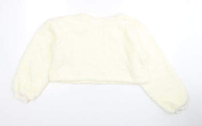 Boohoo Womens White Polyester Pullover Sweatshirt Size 8 Pullover