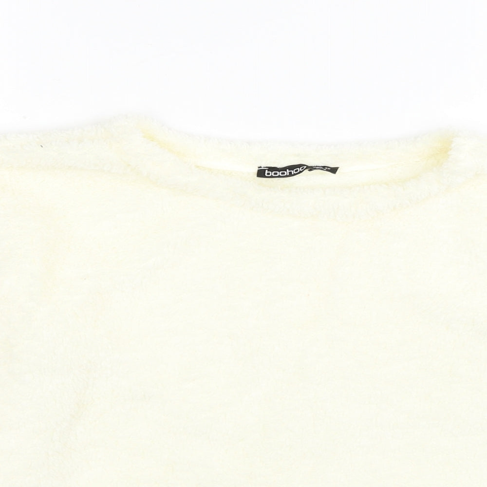 Boohoo Womens White Polyester Pullover Sweatshirt Size 8 Pullover