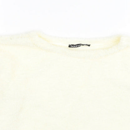 Boohoo Womens White Polyester Pullover Sweatshirt Size 8 Pullover